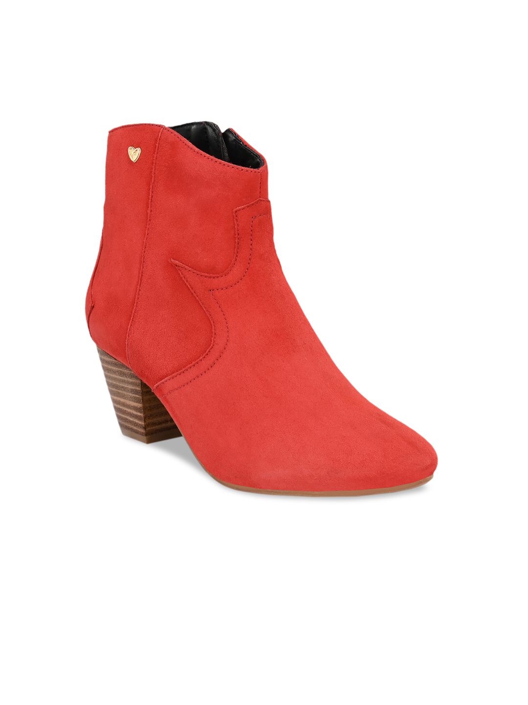 Delize Red Suede Party High-Top Block Heeled Boots Price in India