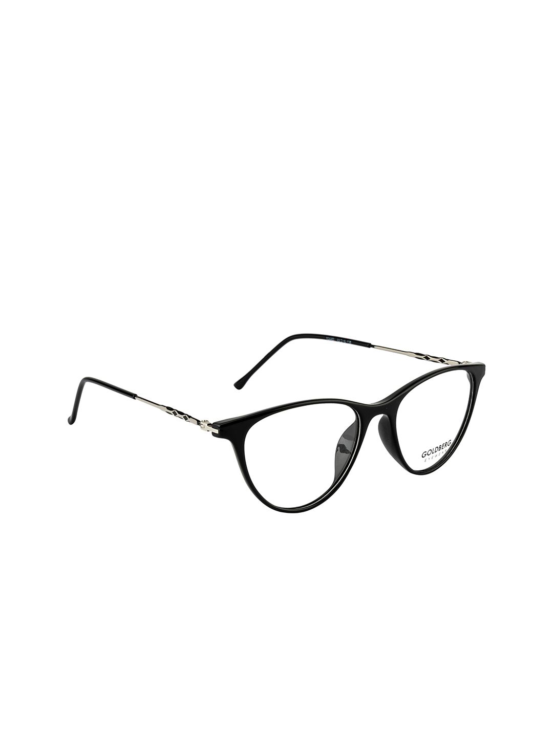 Gold Berg Women Black & Gold-Toned Full Rim Cateye Frames - GB-114401_BLK-Black Price in India