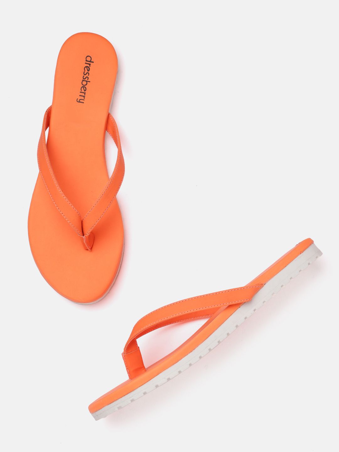DressBerry Women Fluorescent Orange Solid Open Toe Flats Price in India