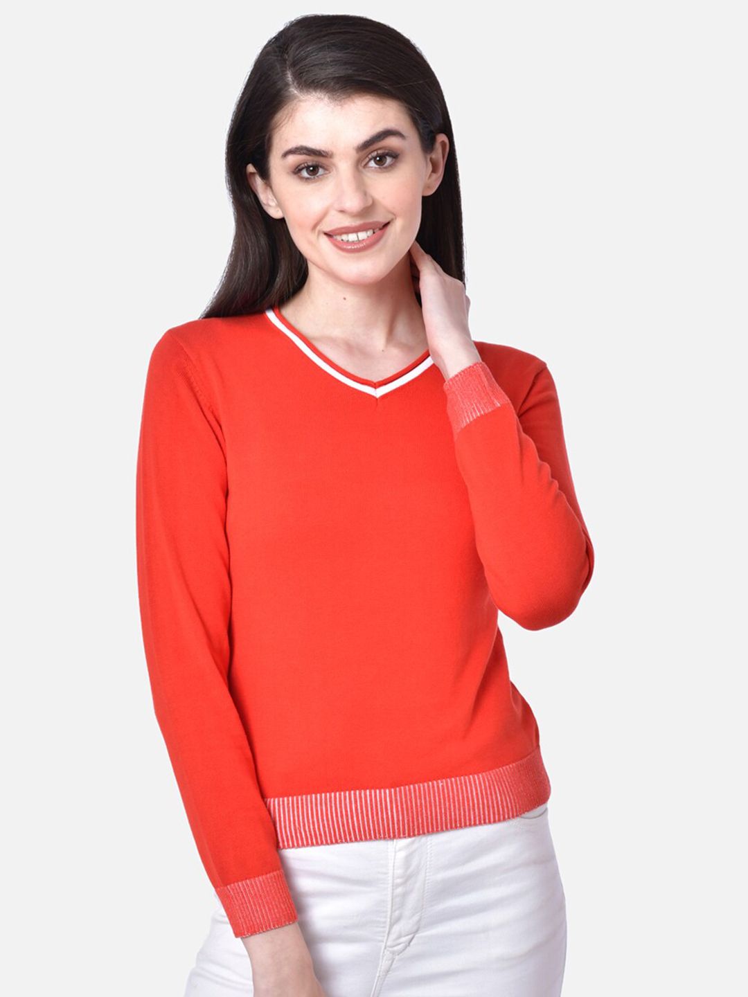 DAiSY Women Red & White Pullover Price in India