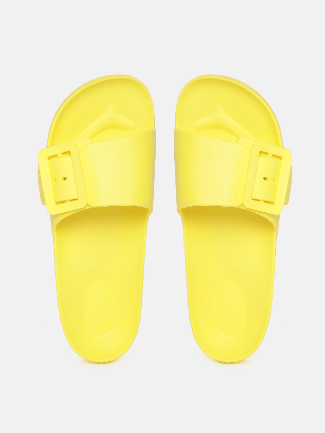 Kook N Keech Women Yellow Solid Rubber Sliders Price in India