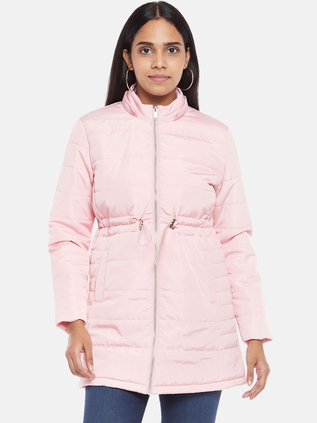 Honey by Pantaloons Women Pink Longline Padded Jacket Price in India