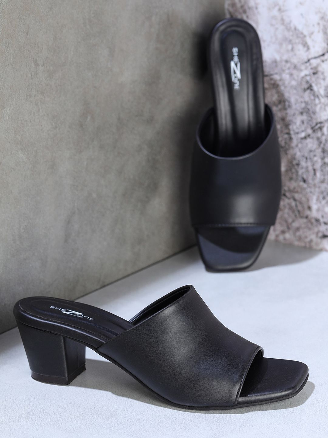 Shezone Black Block Mules Price in India