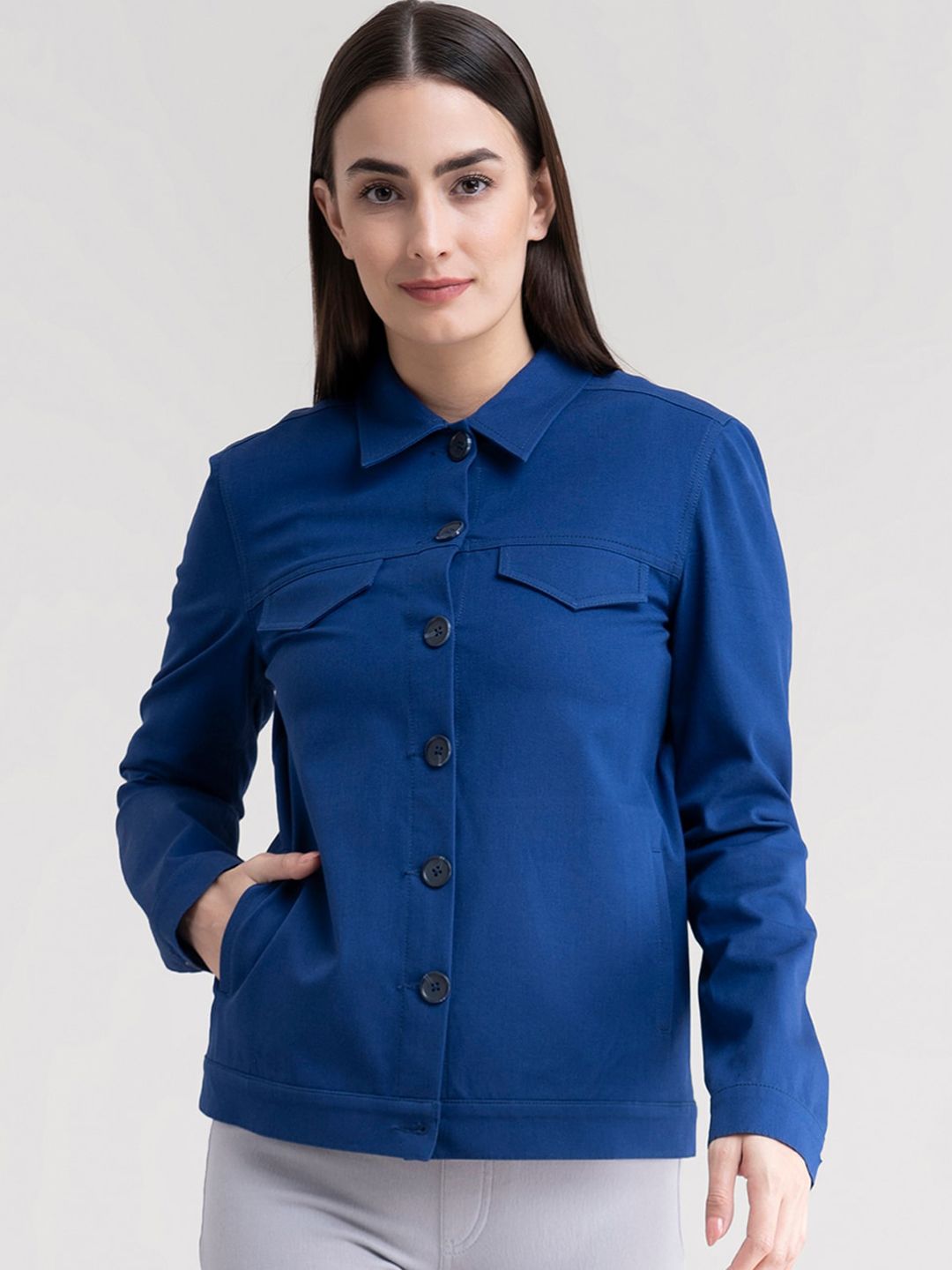 FableStreet Women Blue Denim Jacket Price in India