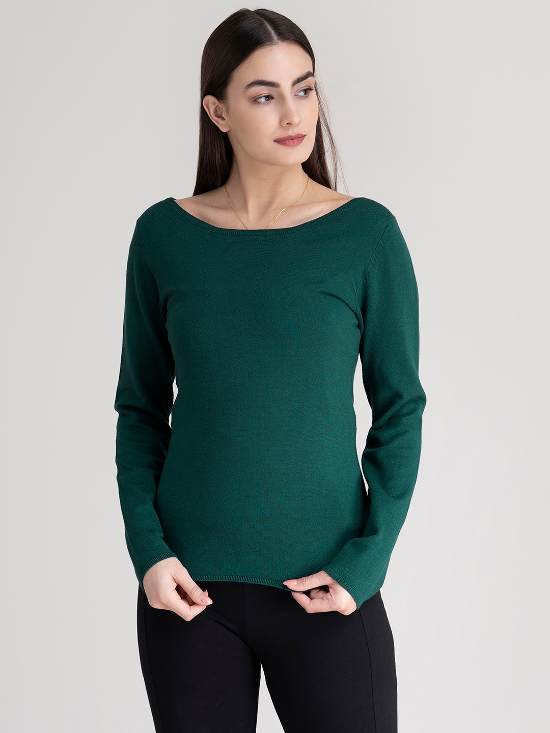 FableStreet Women Green Pullover Price in India