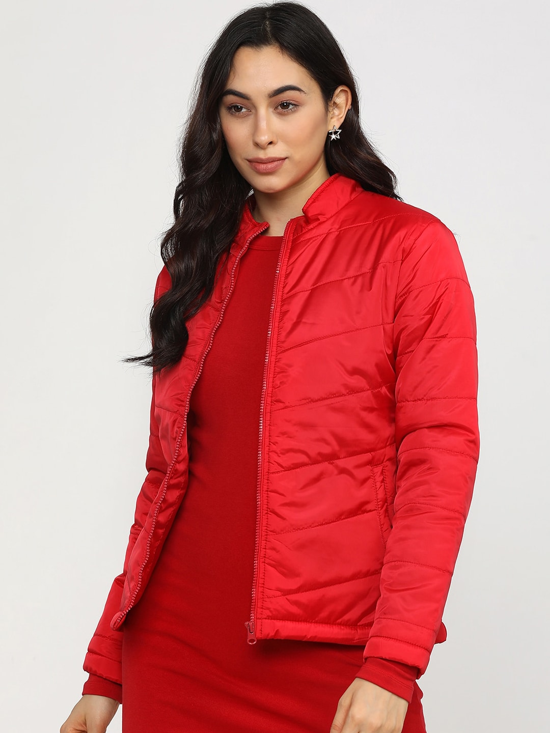 Tokyo Talkies Women Red Puffer Jacket Price in India