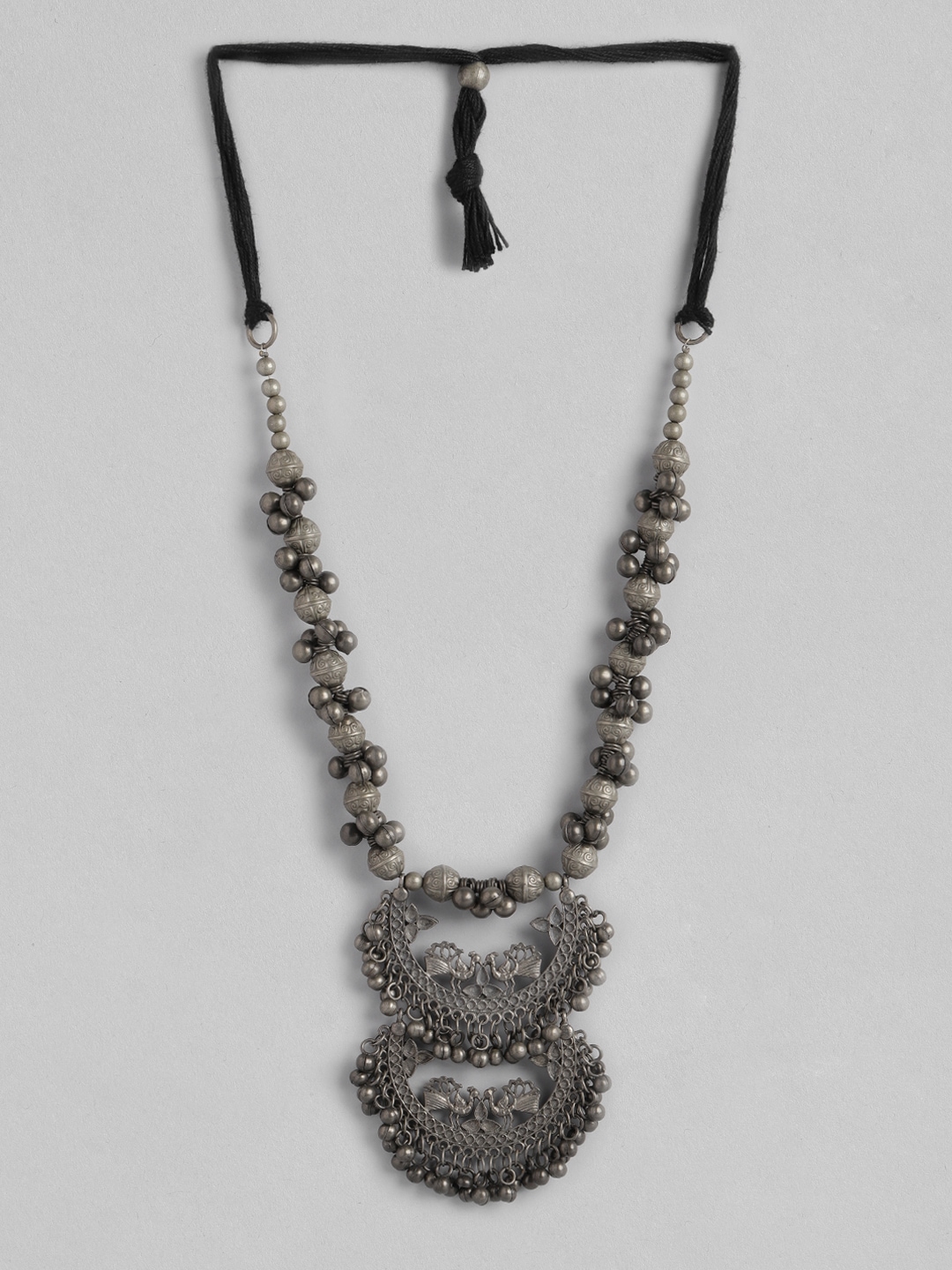 Anouk Oxidised Silver-Toned Afghan Necklace Price in India