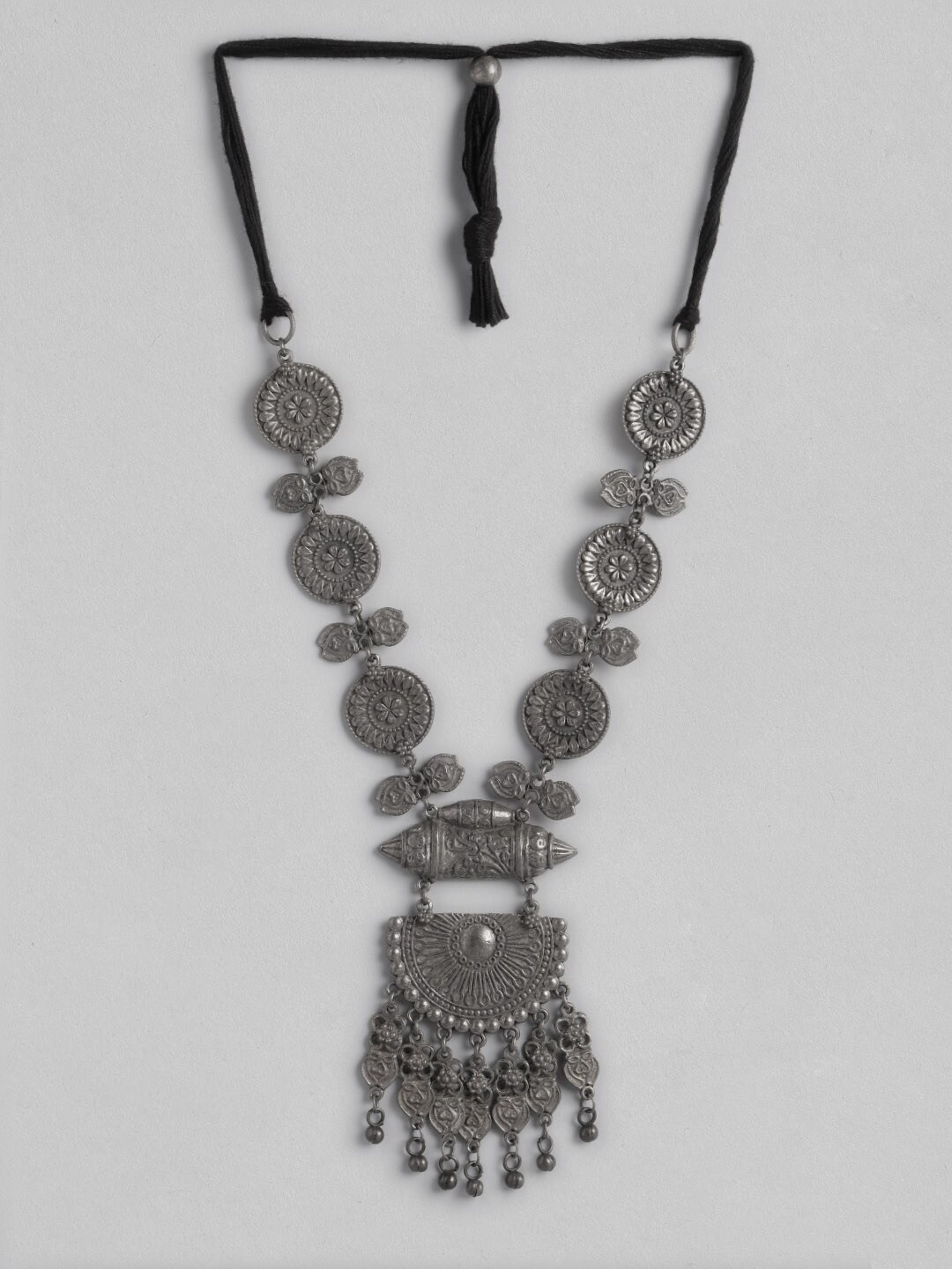 Anouk Silver-Toned Oxidised Statement Necklace Price in India