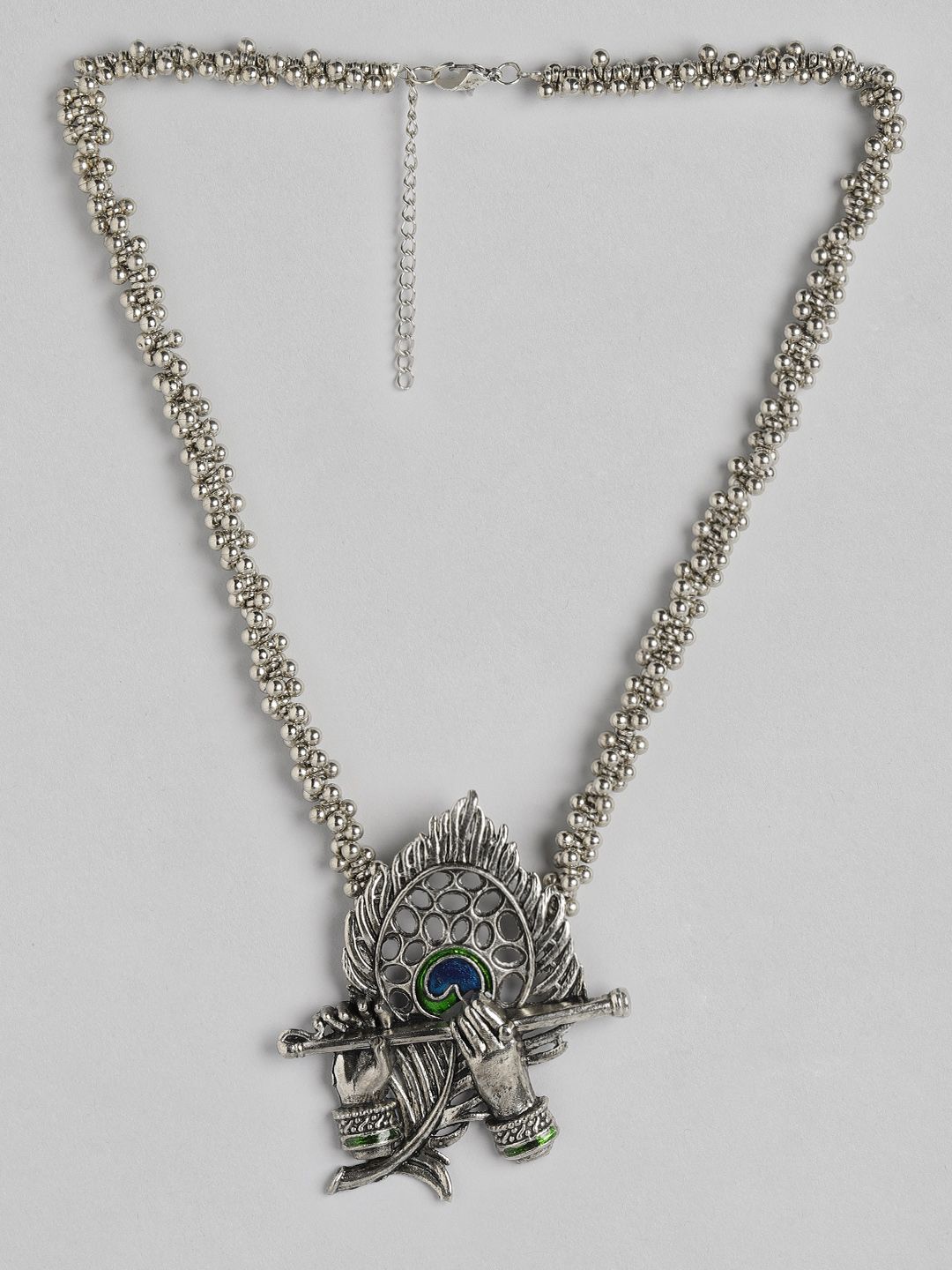 Anouk Oxidised Silver-Toned Enamelled Krishna Necklace Price in India