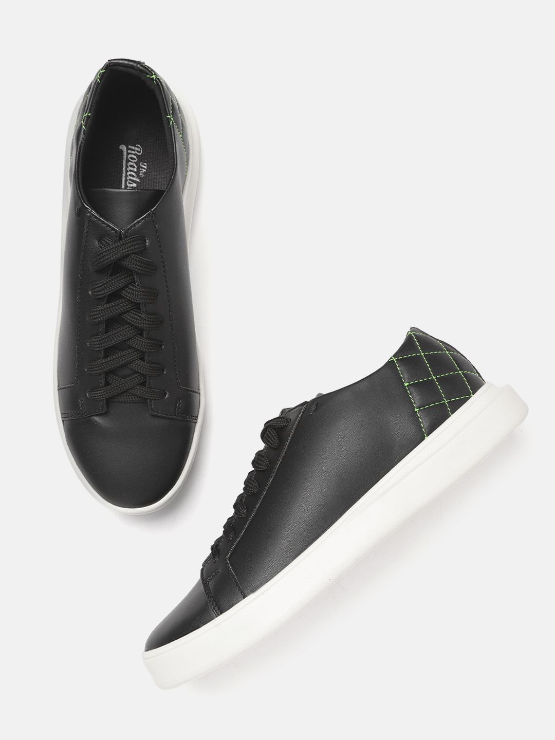 The Roadster Lifestyle Co Women Black Solid Sneakers with Quilted Detail Price in India