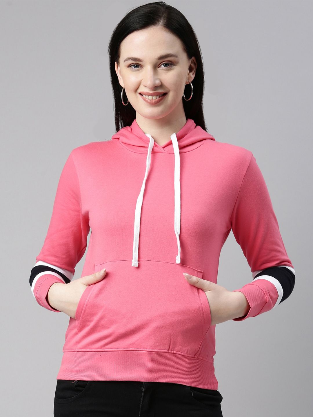 Bailey sells Women Pink Hooded Pure Cotton Sweatshirt Price in India