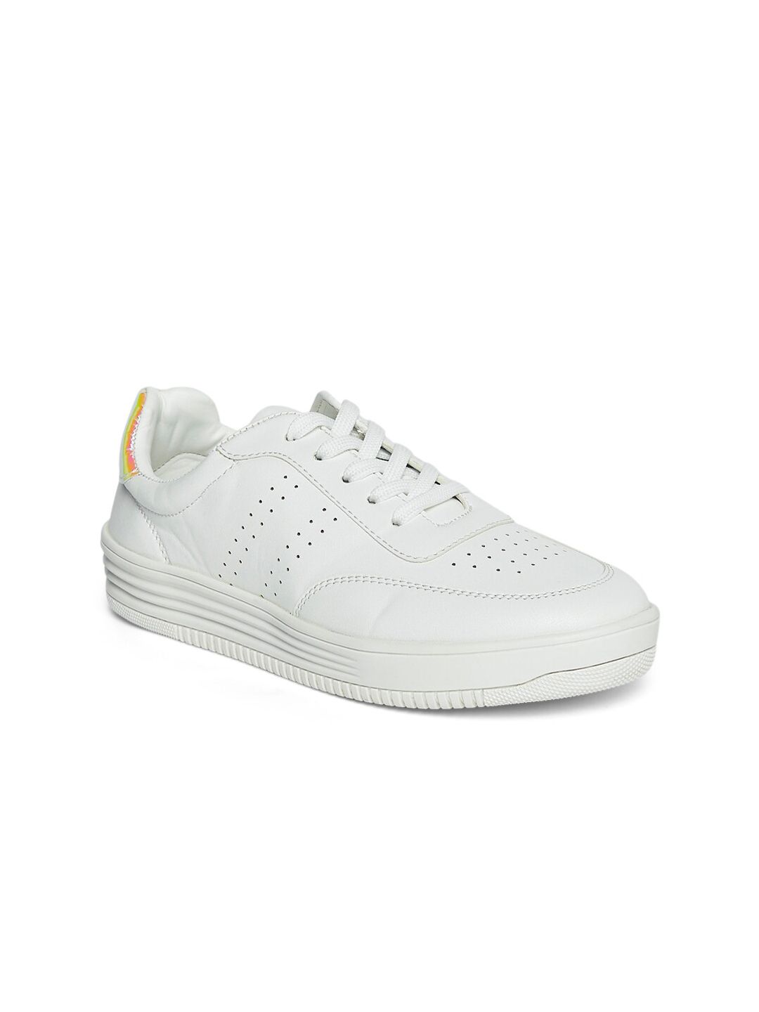 People Women White Perforations Sneakers Price in India