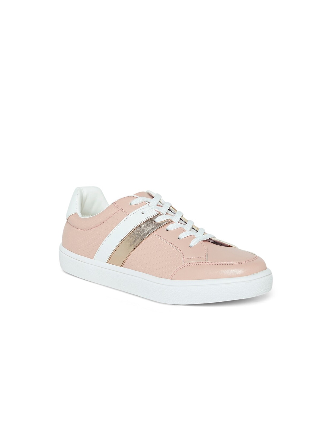 People Women Peach Colourblocked Sneakers Price in India