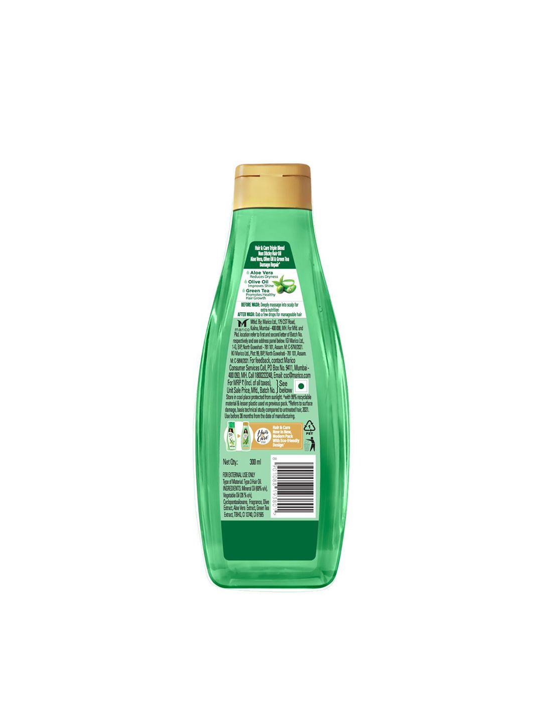 Buy Hair & Care Damage Repair Non-Sticky Hair Oil with Aloe Vera-Olive Oil  & Green Tea 300 ml - Hair Oil for Unisex 16002160 | Myntra