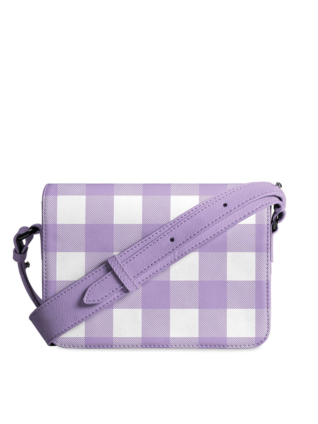 DailyObjects Lavender & White Checked Structured Sling Bag Price in India