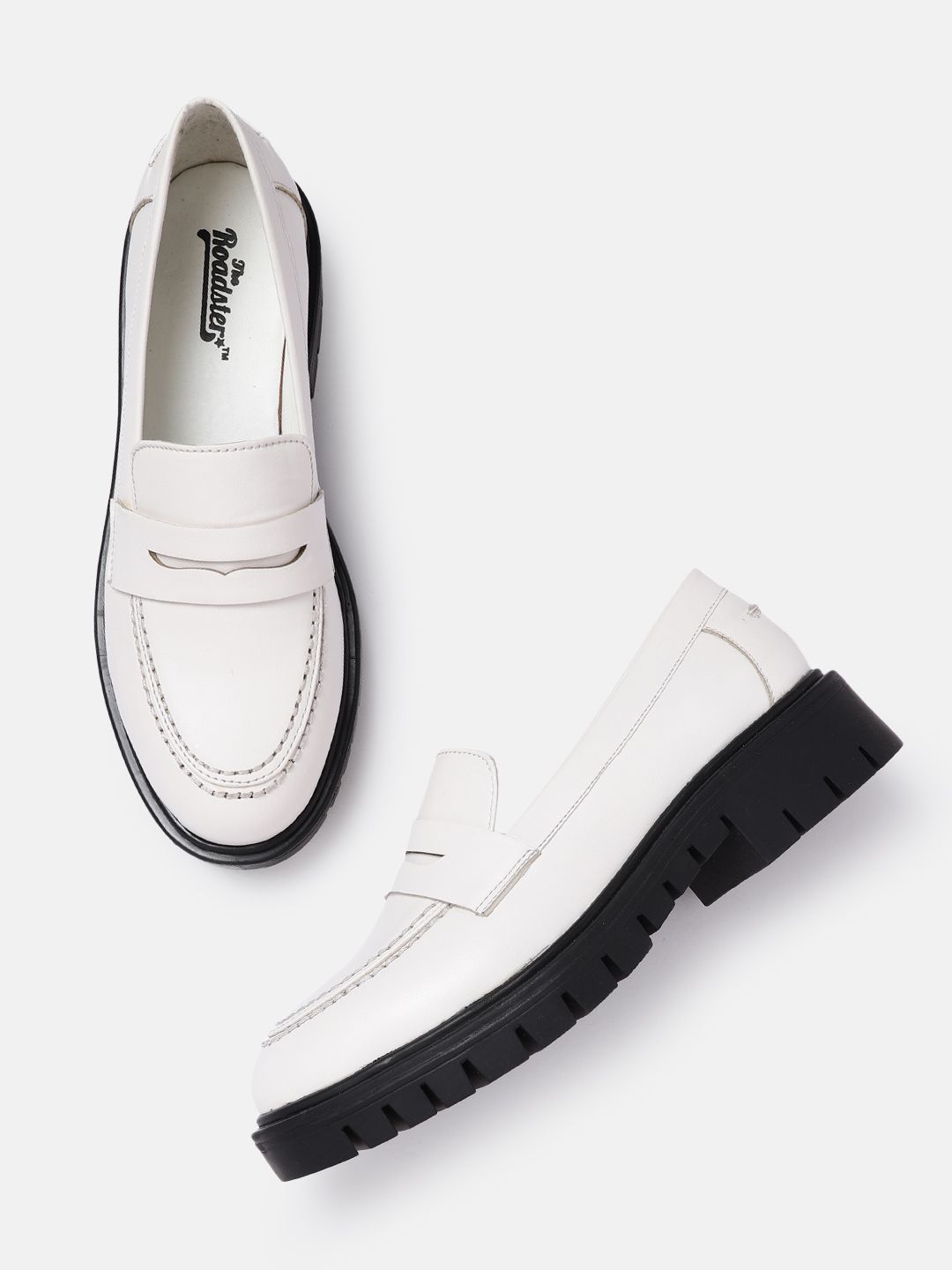 Roadster Women White Solid Loafers Price in India