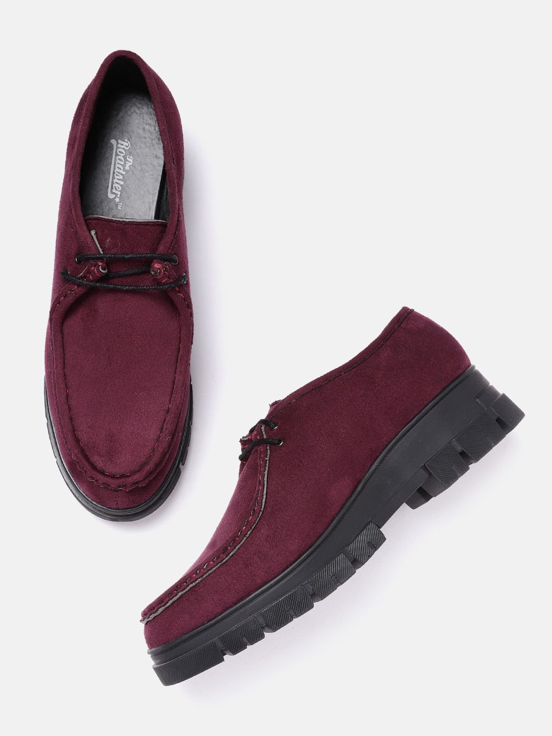 Roadster Women Maroon Solid Suede Finish Derbys Price in India