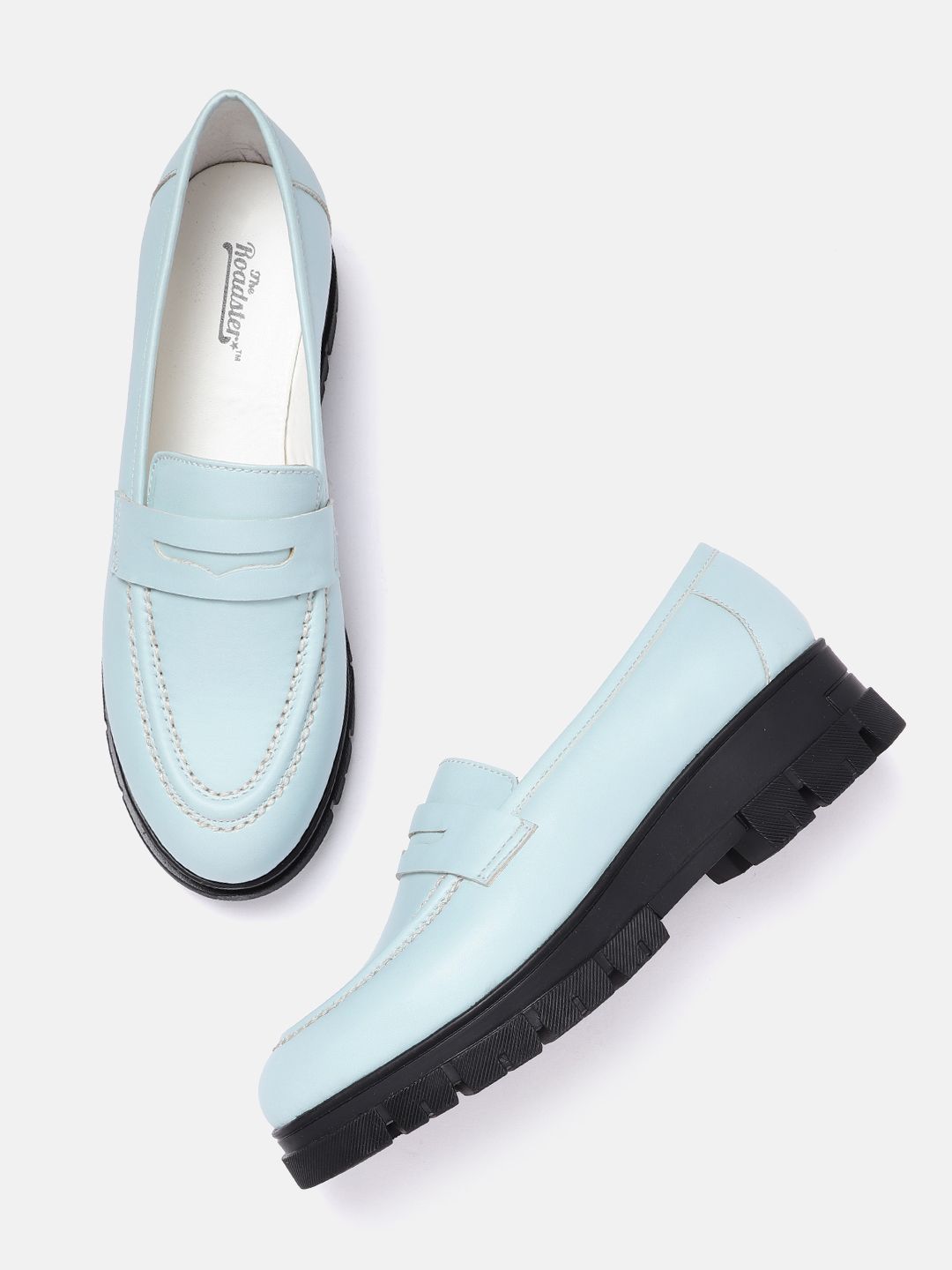 Roadster Women Blue Solid Penny Loafers Price in India