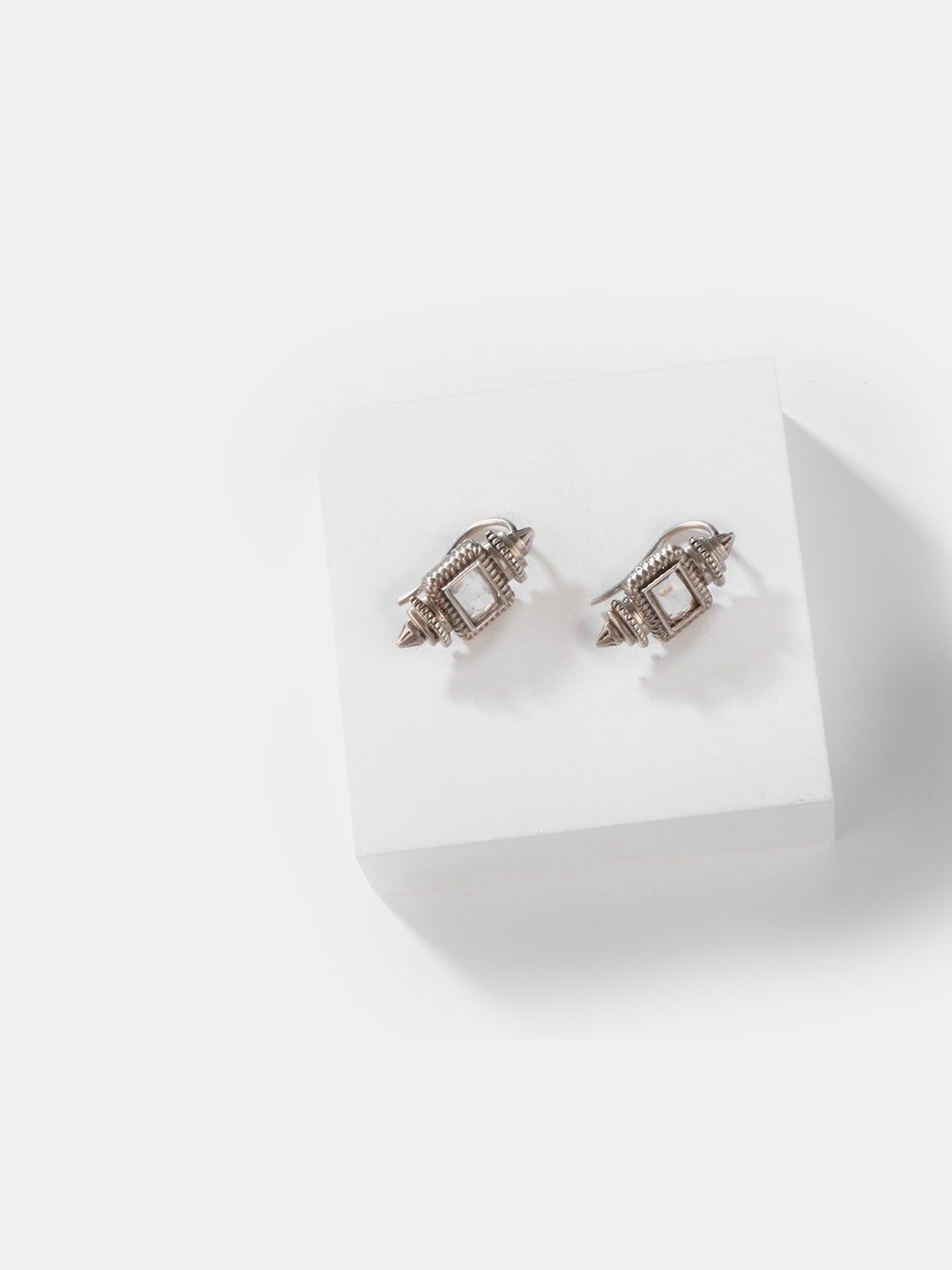 SHAYA Silver-Toned Contemporary 925 Silver Studs Earrings Price in India