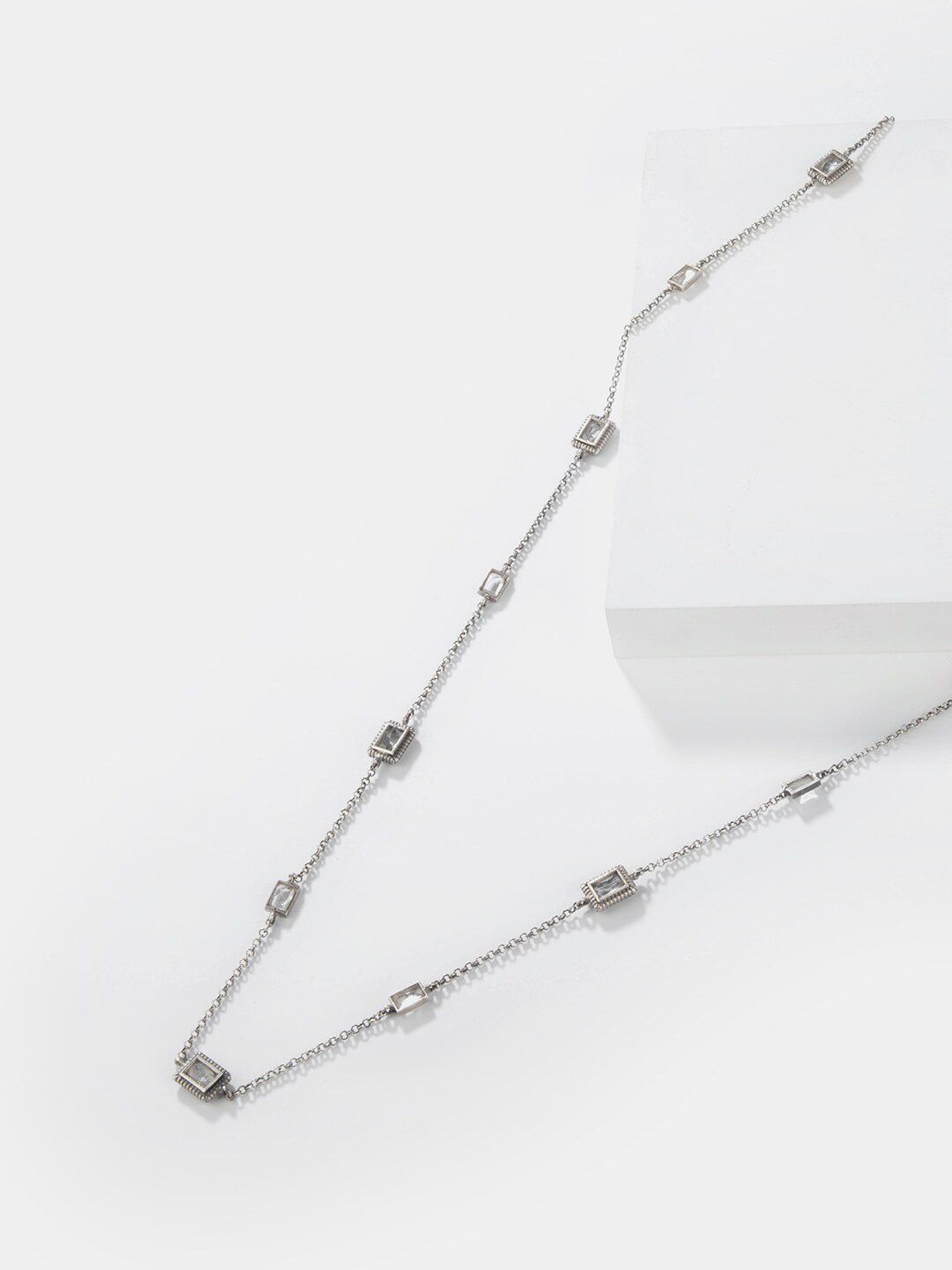 SHAYA Silver-Toned & White Fanny Price Sterling Silver Necklace Price in India