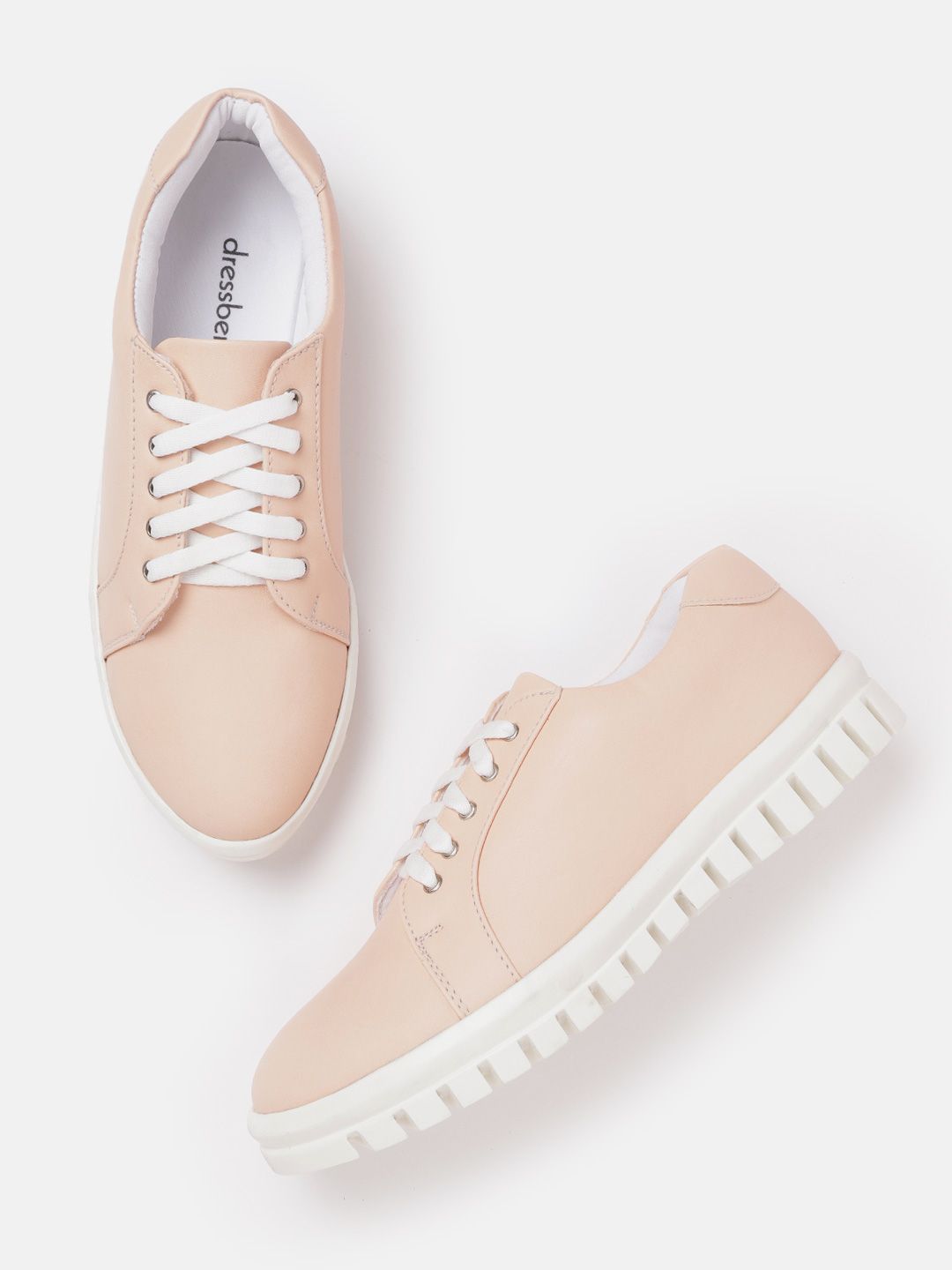 DressBerry Women Peach-Coloured Solid Sneakers Price in India