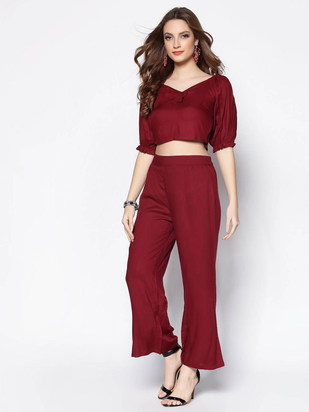 Sera Burgundy Two-Piece Jumpsuit