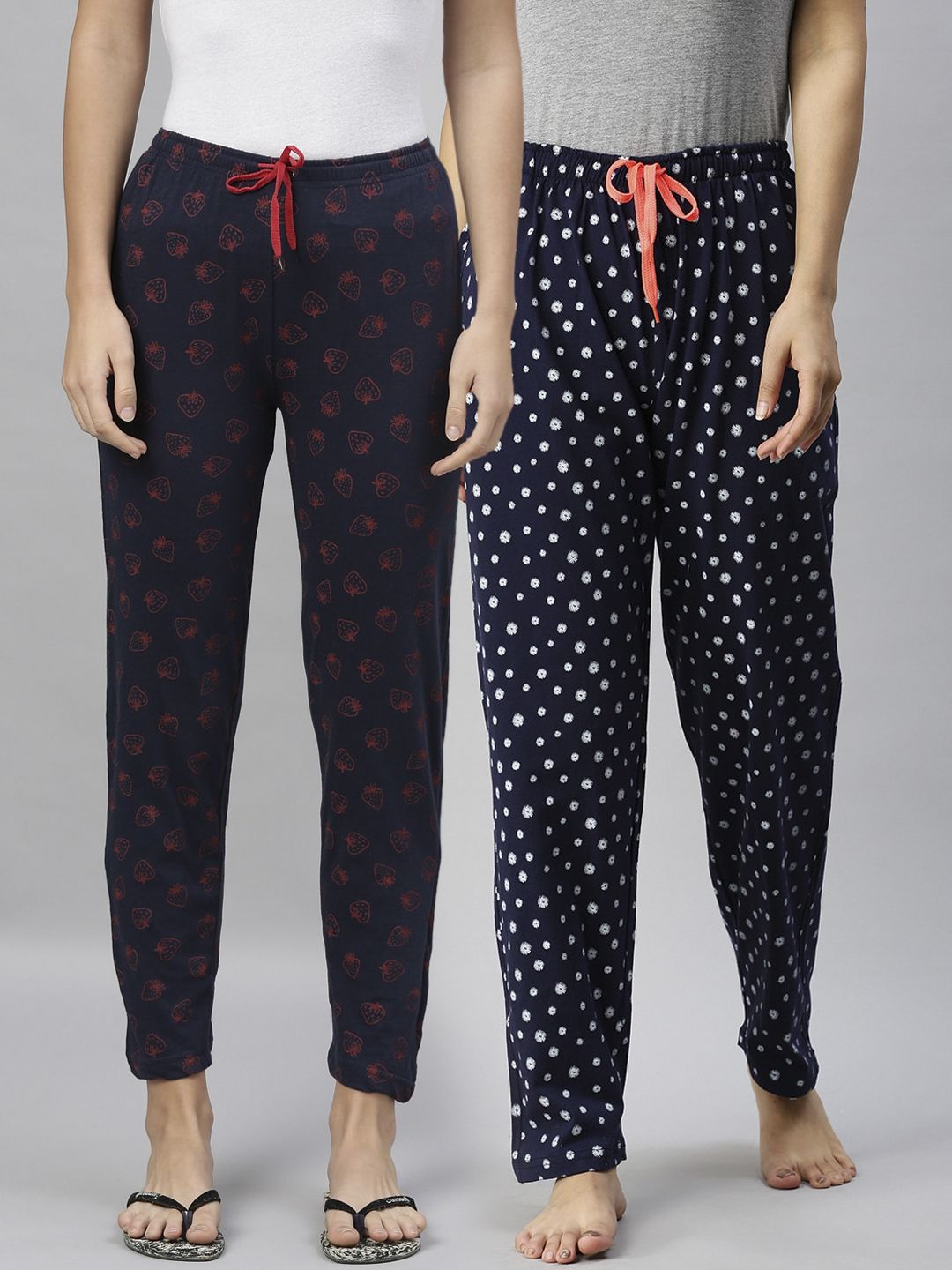 Kryptic Women Pack Of 2 Printed Pure Cotton Lounge Pants Price in India