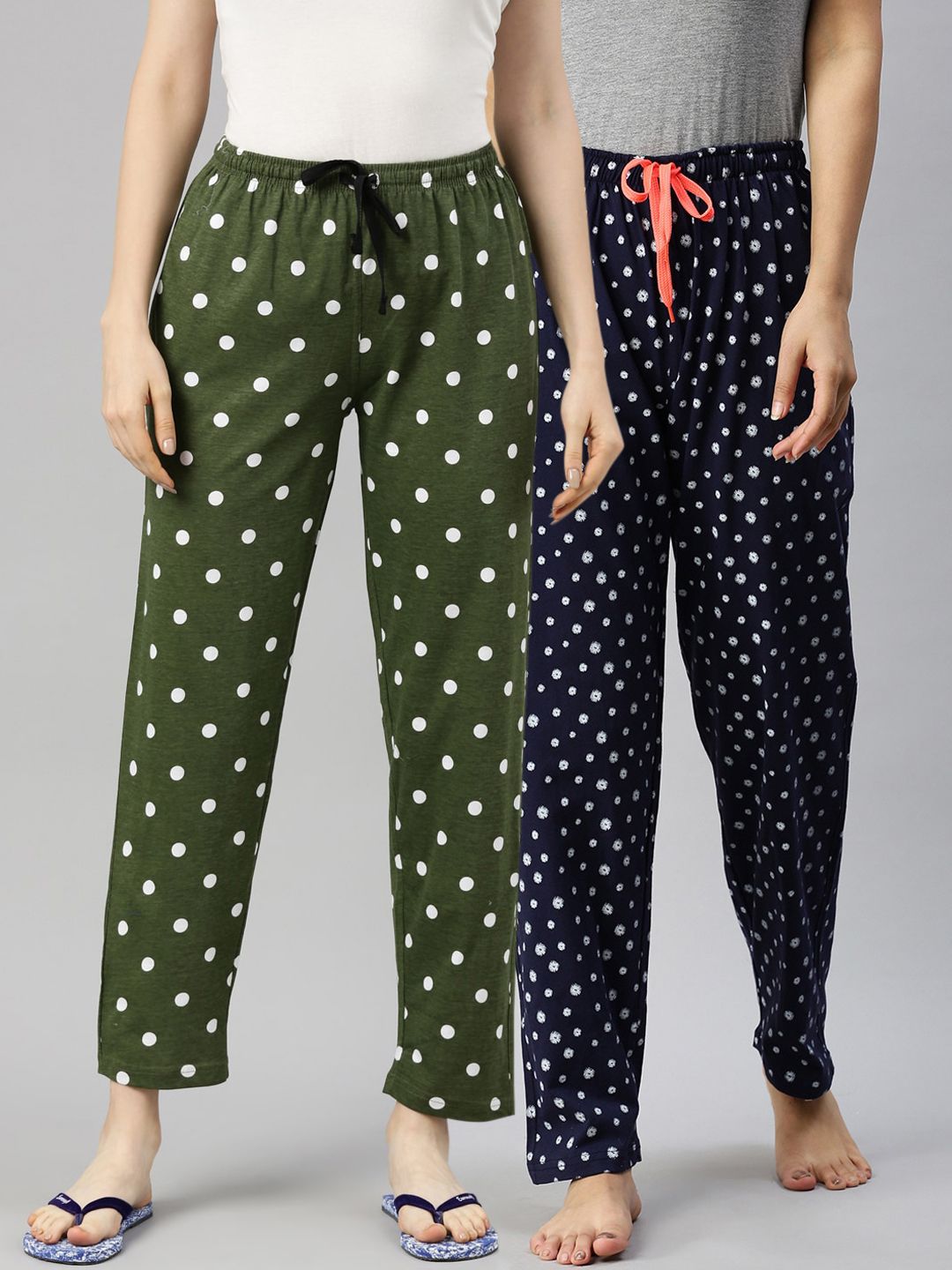 Kryptic Women Pack Of 2 Printed Pure Cotton Lounge Pants Price in India