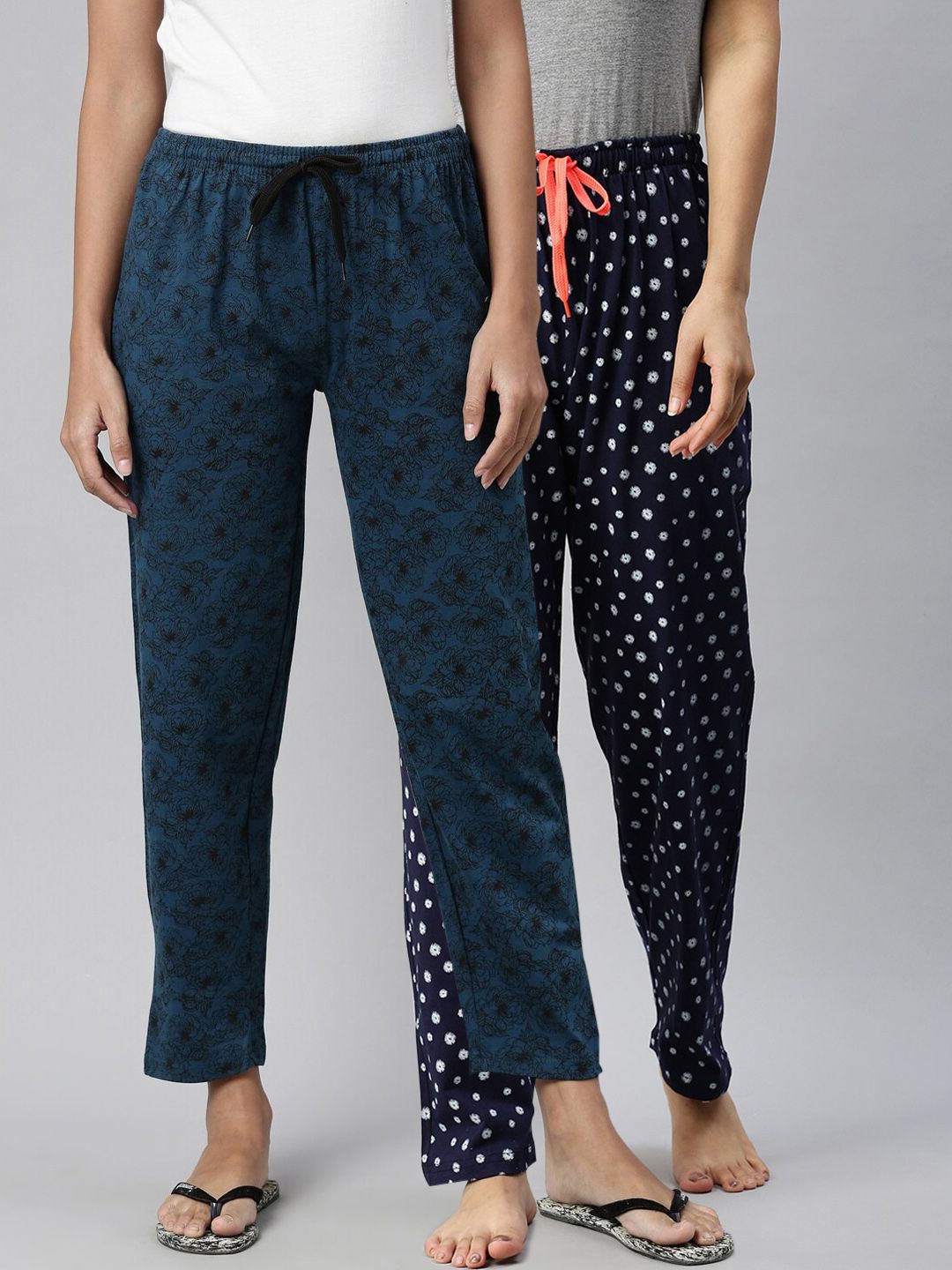 Kryptic Women Pack Of 2 Printed Pure Cotton Lounge Pants Price in India