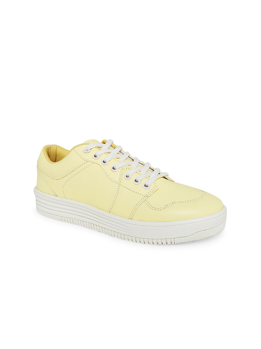 Forever Glam by Pantaloons Women Yellow Solid Lace Up Sneakers Price in India