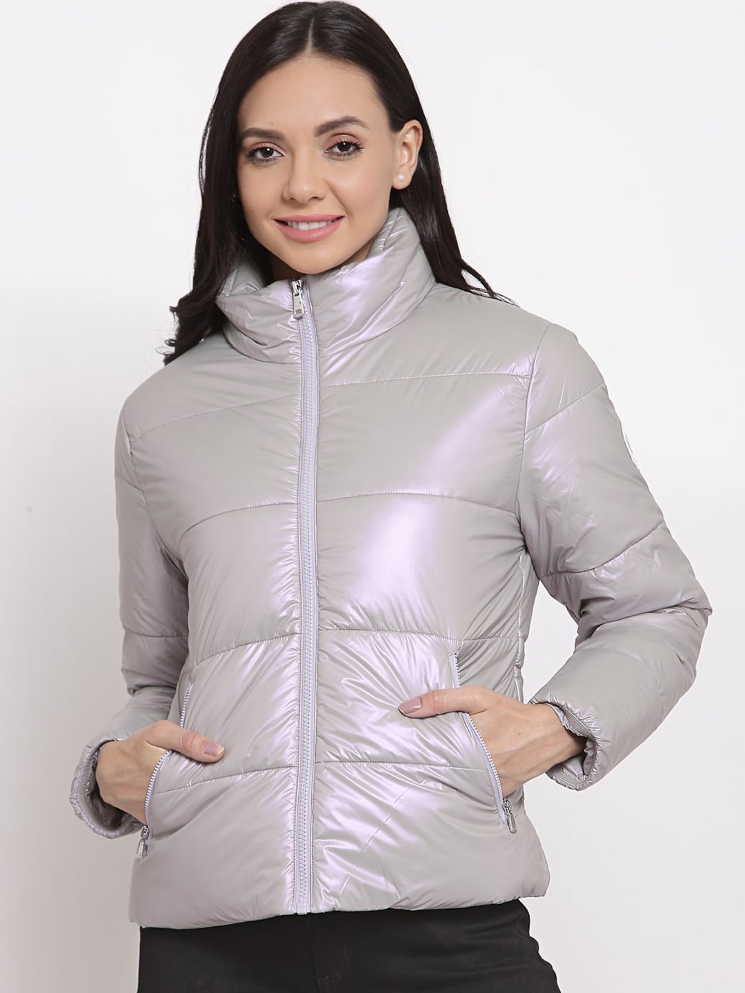 Mode by Red Tape Women Grey Padded Jacket Price in India
