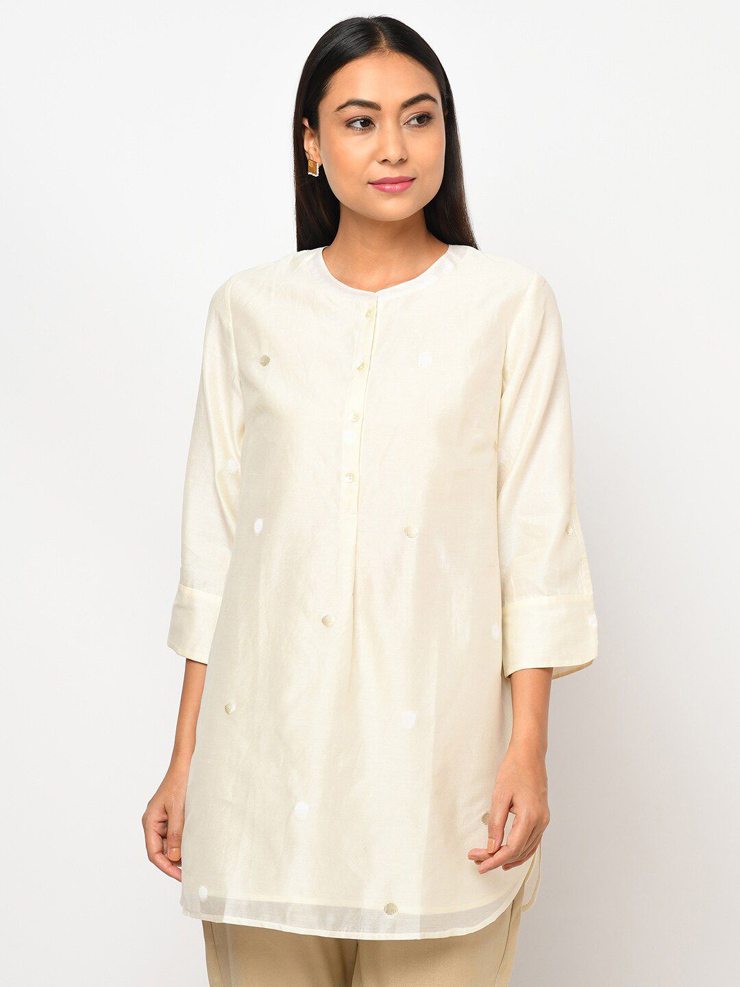 Fabindia Beige Printed Cotton Tunic Price in India