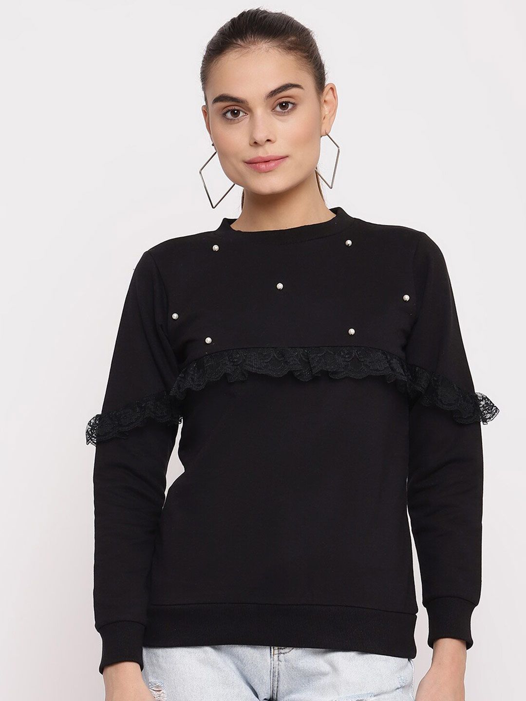 The Vanca Women Black Sweatshirt Price in India