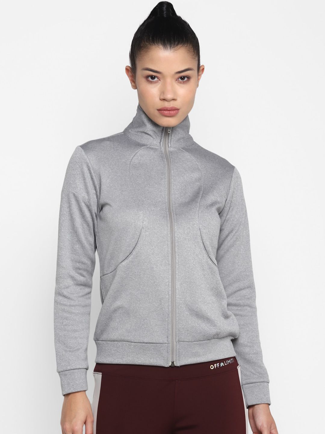 OFF LIMITS Women Grey Melange Training or Gym Sporty Jacket Price in India