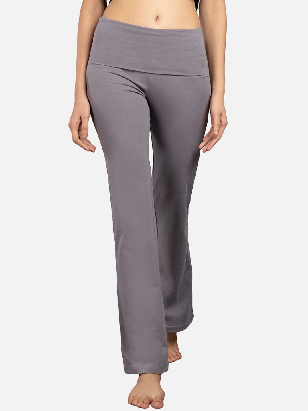 Nite Flite Women Grey Cotton Solid Lounge Pants Price in India