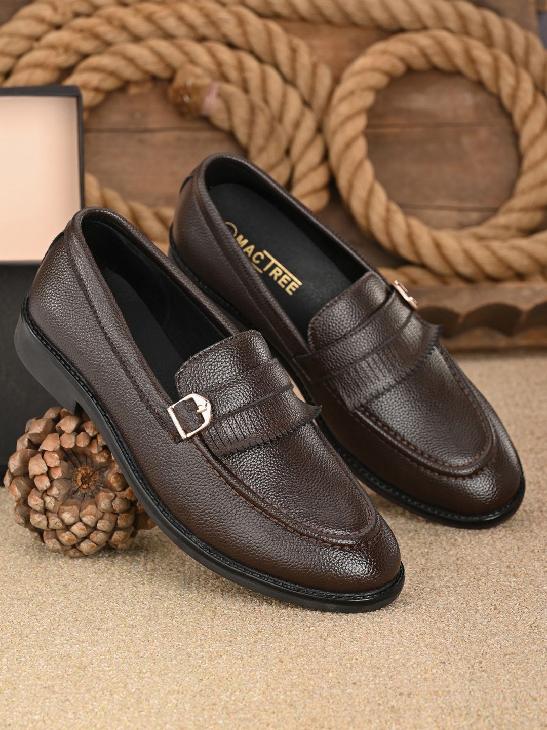 Mactree Men Brown Solid Formal Loafers