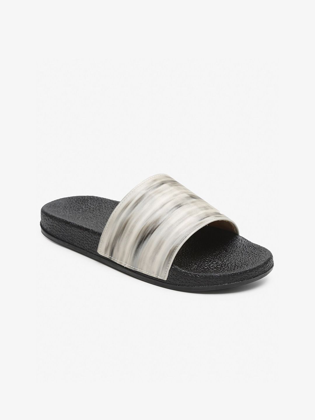 Misto Women Black Printed Sliders Price in India