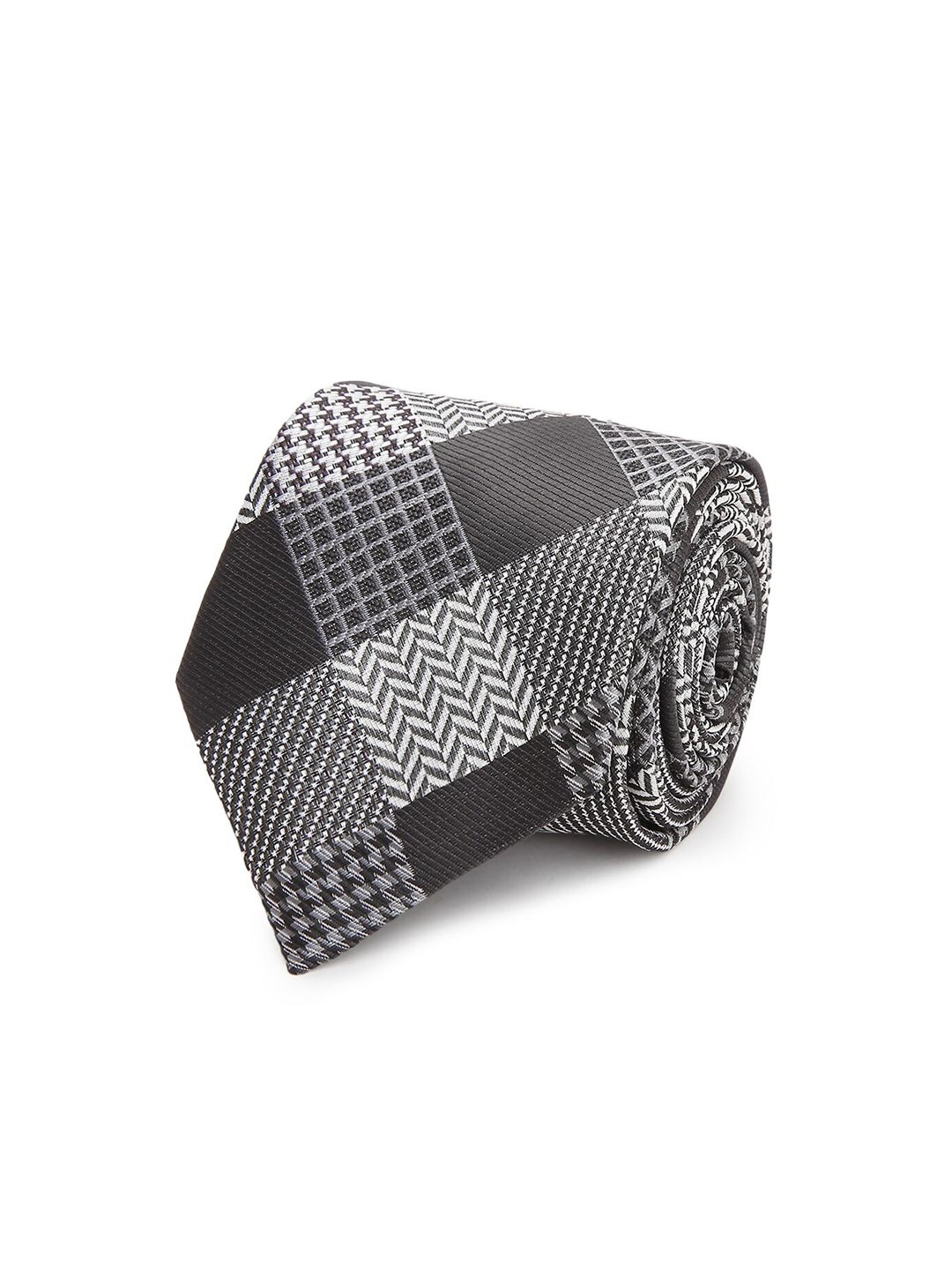 Tossido Men Grey Checked Broad Tie
