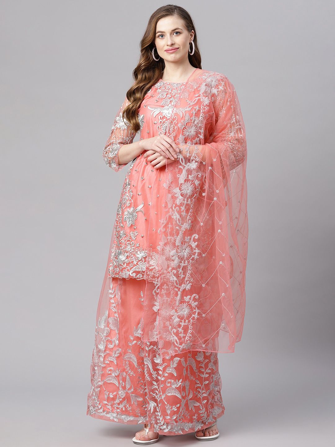 Readiprint Fashions Coral Embroidered Unstitched Dress Material Price in India