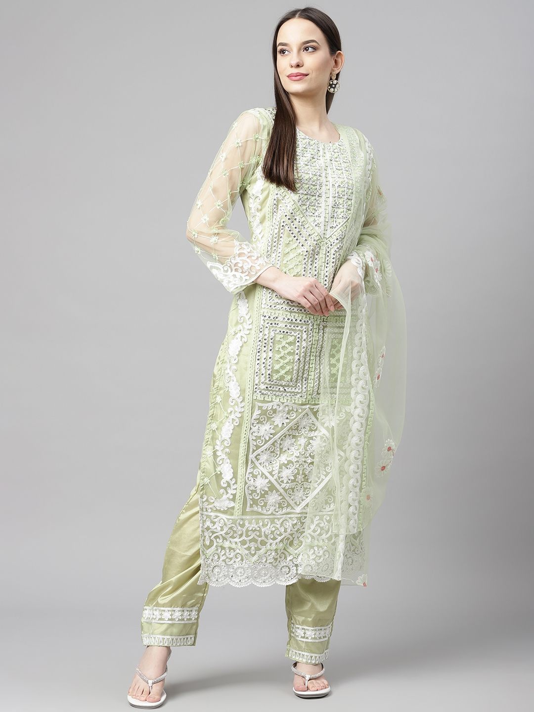 Readiprint Fashions Green Embroidered Unstitched Dress Material