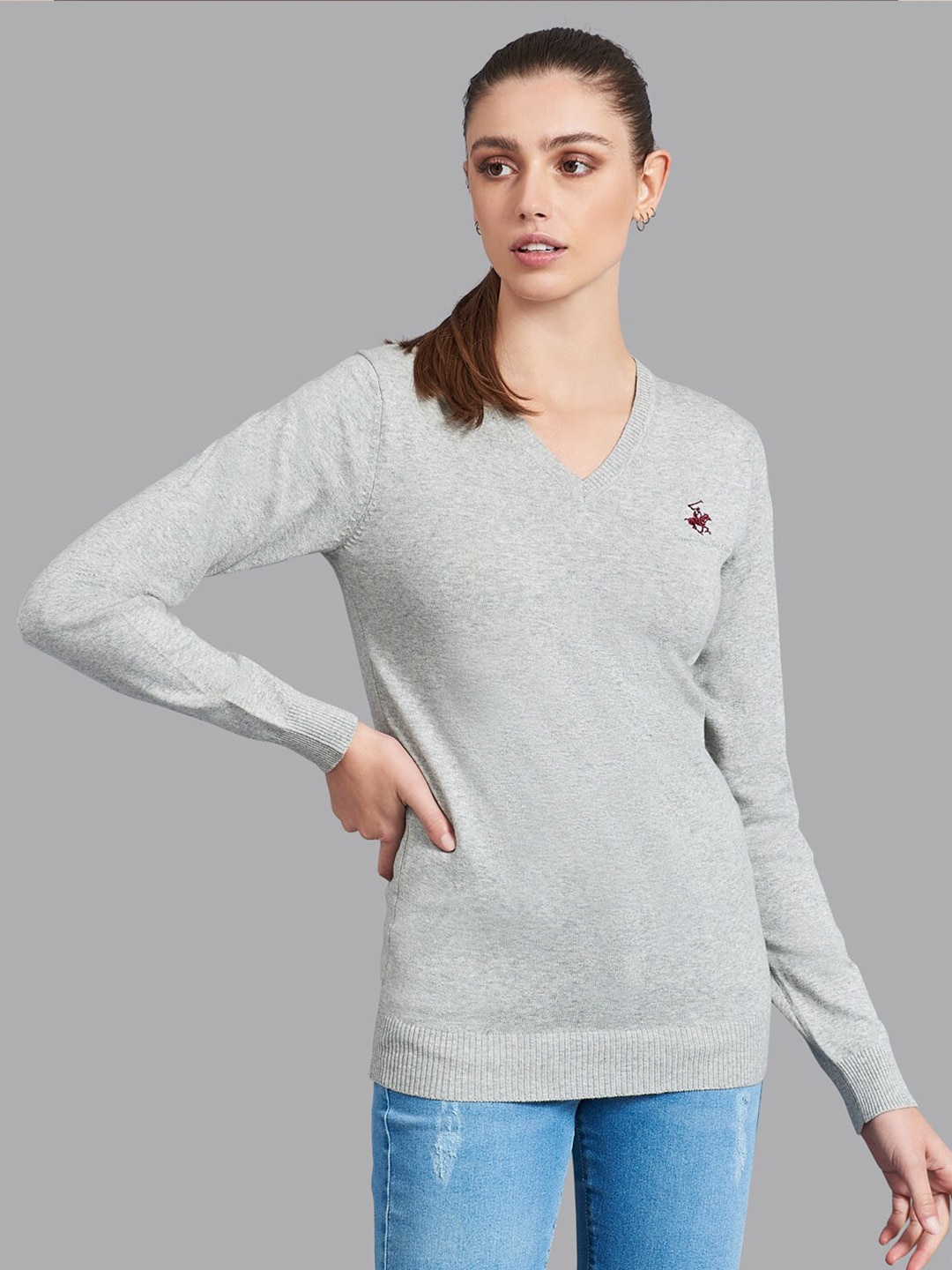 Beverly Hills Polo Club Woman Grey Polo Club Pullover Price in India