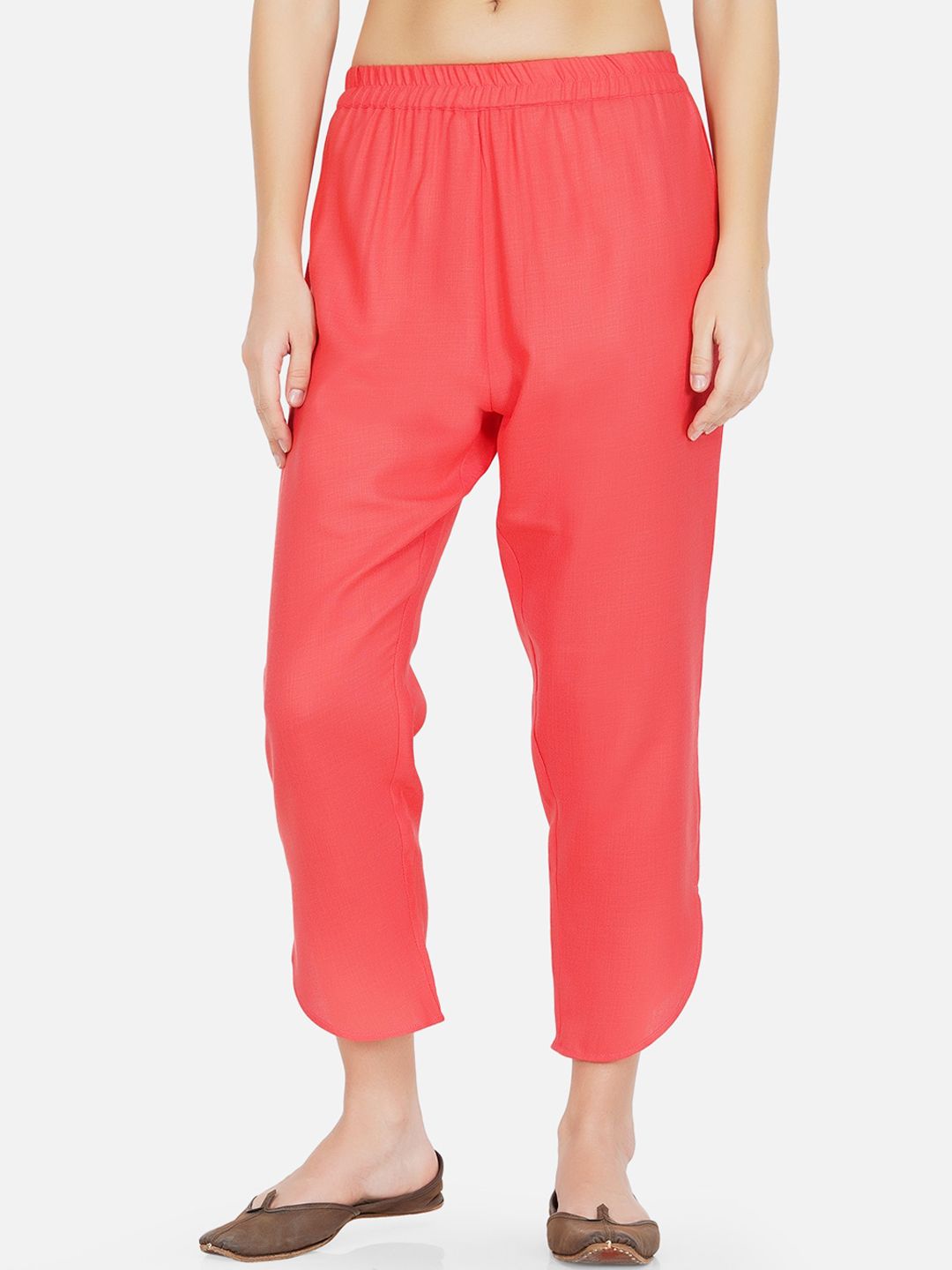 FABNEST Women Pink Tapered Fit Trousers Price in India
