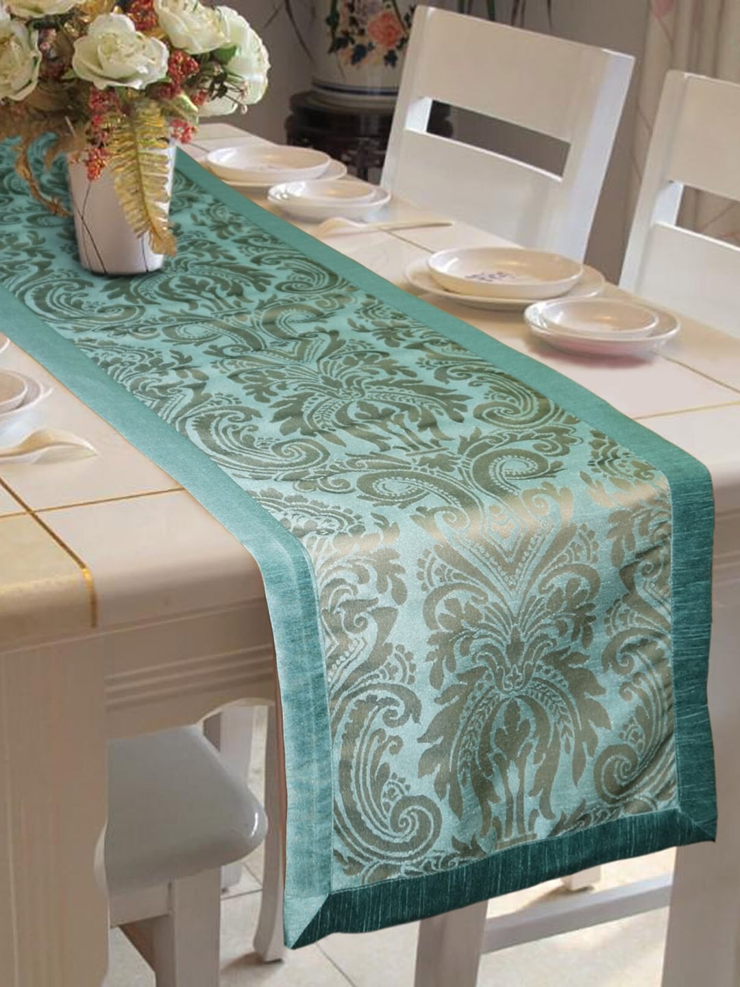 Lushomes Multi Polyester Border 3 Jacquard Table Runner Price in India