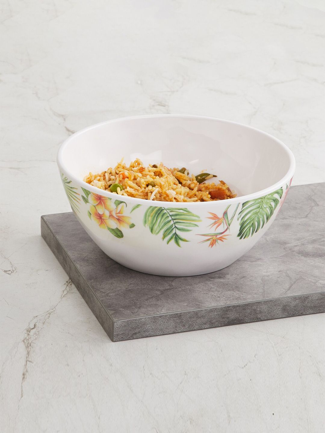 Home Centre White & Green 1 Pieces Printed Melamine Glossy Bowls Price in India