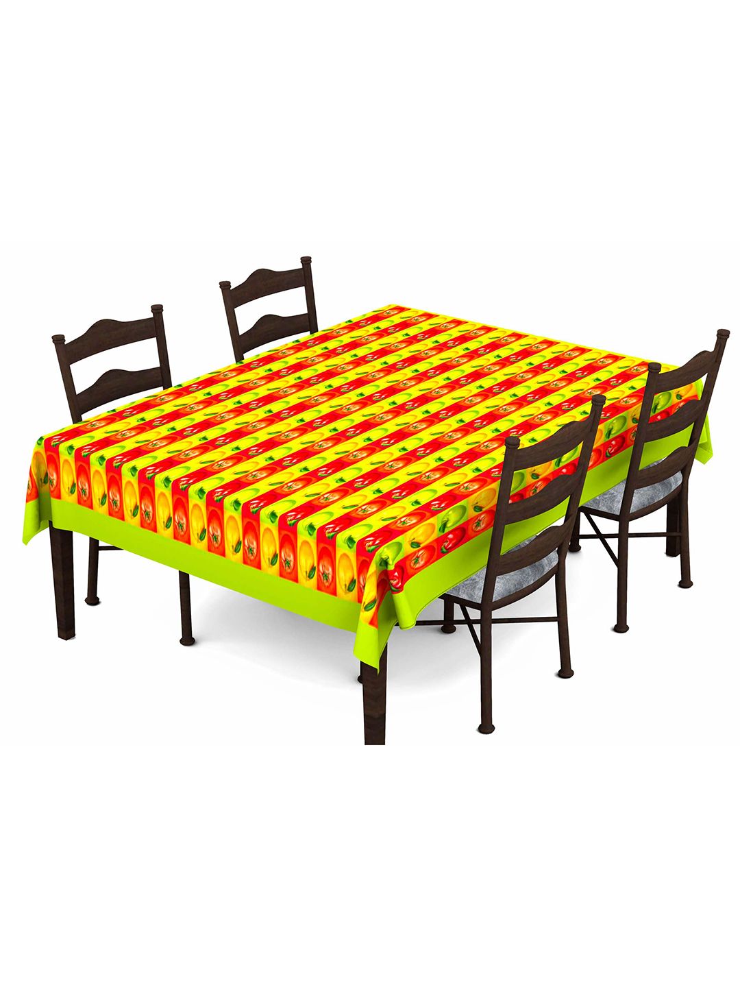 Lushomes Green & Red Digital Printed 6-Seater Table Cloth Price in India