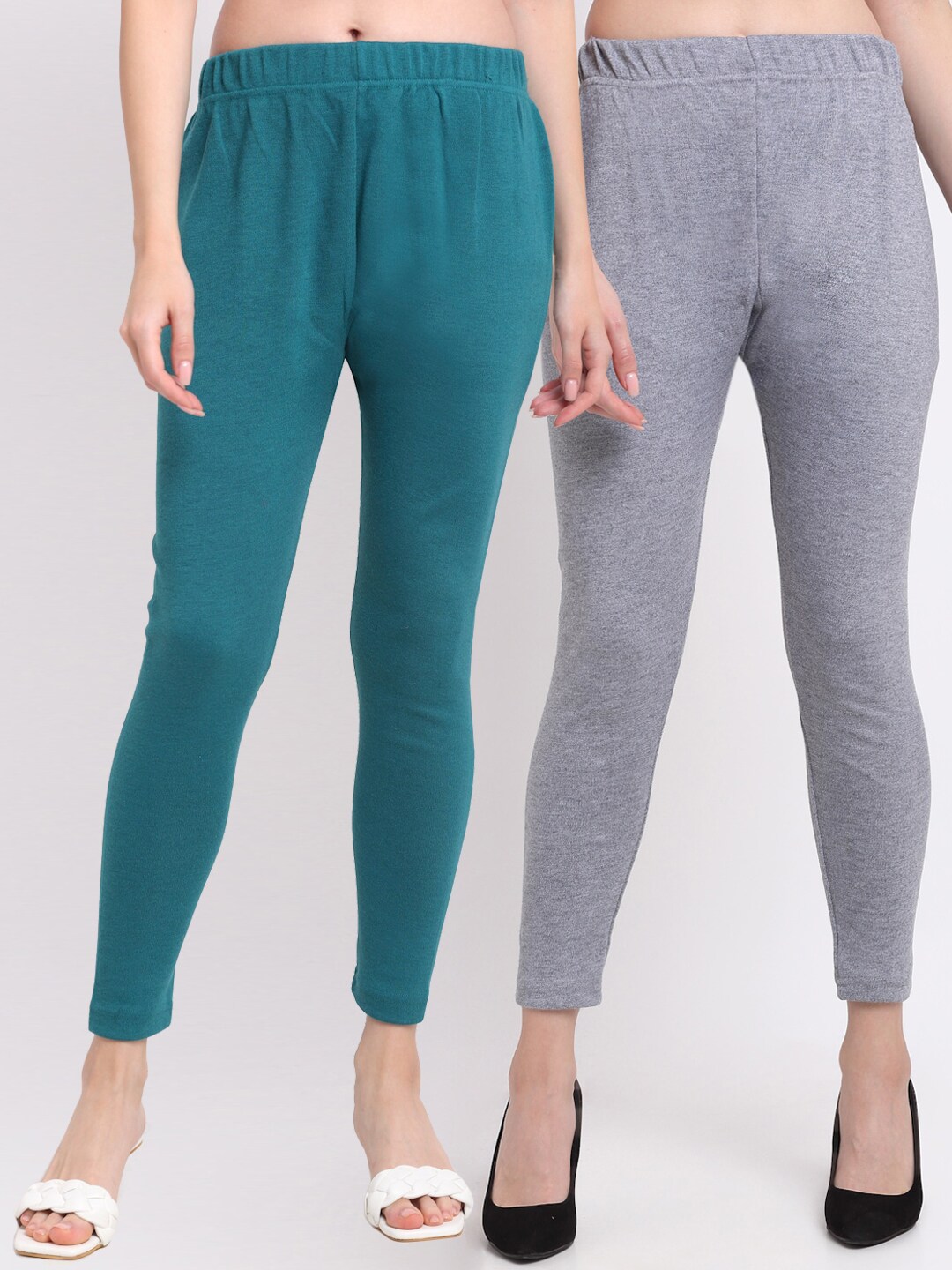 TAG 7 Women Pack Of 2 Solid Woollen Ankle Length Leggings Price in India