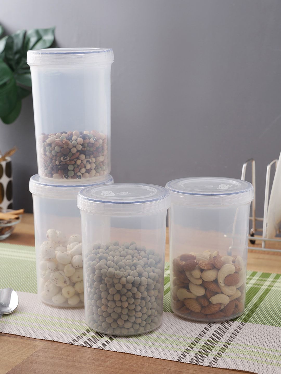 Lock & Lock Set Of 4 Transparent Twist Series BPA Free Plastic Food Storage Containers Price in India