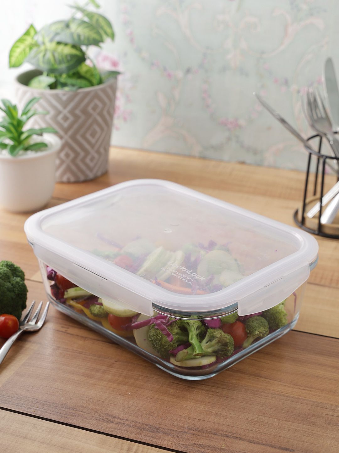 Lock & Lock Transparent Solid Glass Rectangular Airtight Food Storage Container Price in India