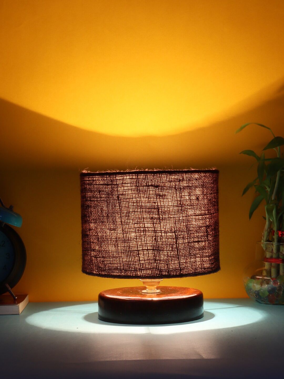 Devansh Brown Jute Table Lamp with Shade Price in India