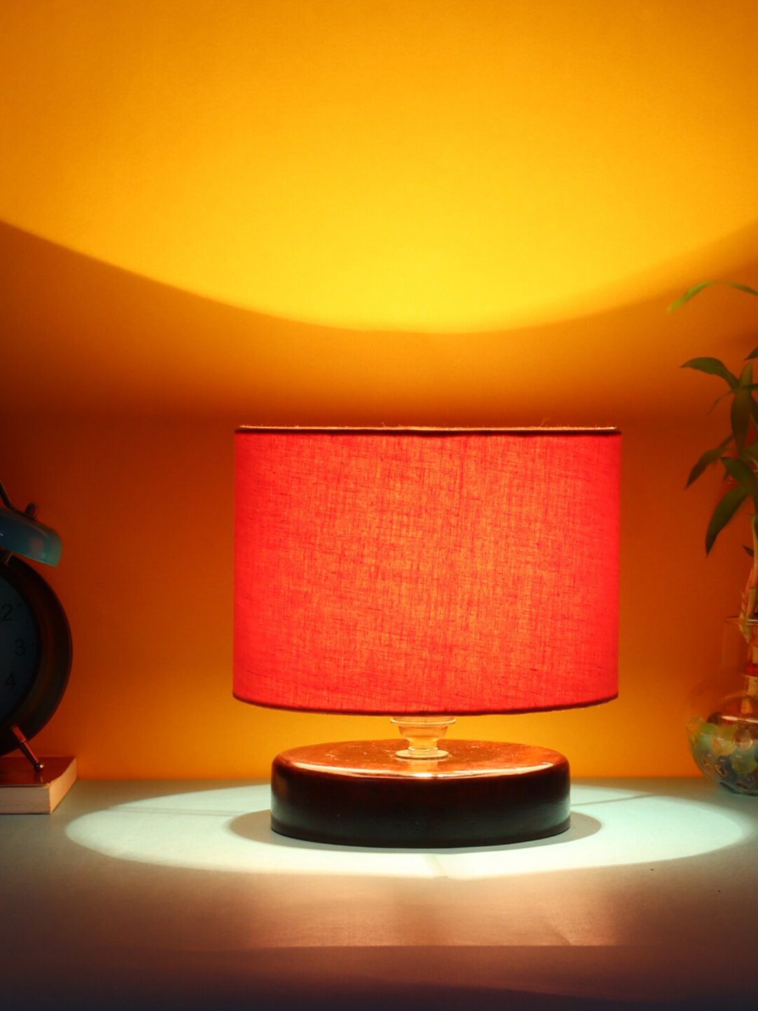 Devansh Orange Traditional Table Lamp with Shade Price in India